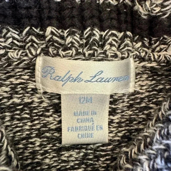 Ralph Lauren kids | newborn size 12m black and white knitted warm sweater - Picture 6 of 9